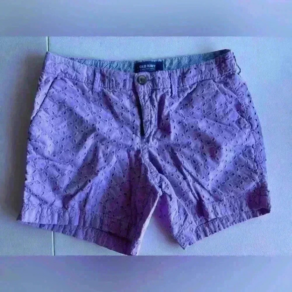 Old Navy Lavender Eyelet Everyday High Waisted Shorts   Size 0 - Picture 1 of 4